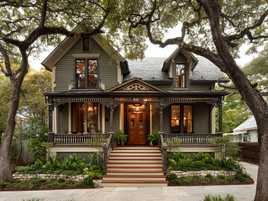 Historic preservation and restoration specialists working on traditional Austin home with expert craftsmanship and attention to detail